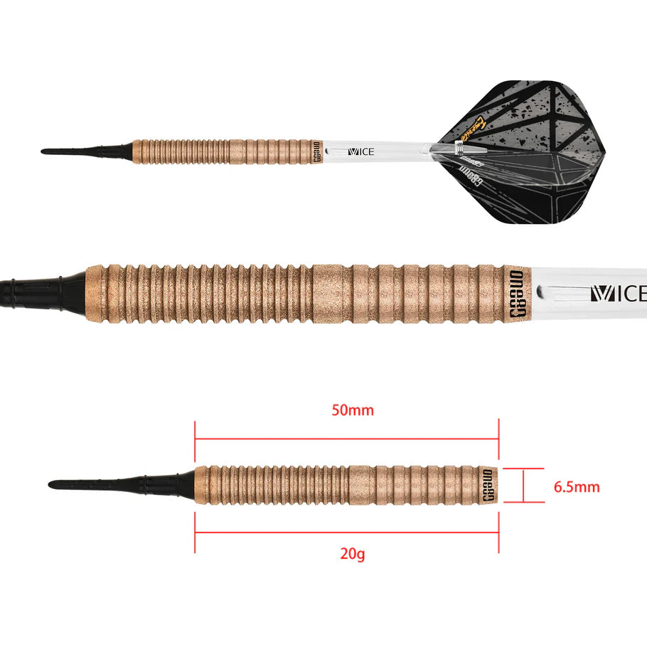 One80 Emorite 02 Rose Gold 20 gram 90% Tungsten Soft Tip Dart Set