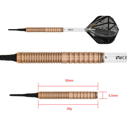 One80 Emorite 02 Rose Gold 20 gram 90% Tungsten Soft Tip Dart Set