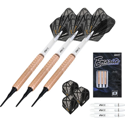 One80 Emorite 02 Rose Gold 20 gram 90% Tungsten Soft Tip Dart Set