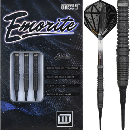 One80 Emorite 03 Black 20 gram 90% Tungsten Soft Tip Dart Set