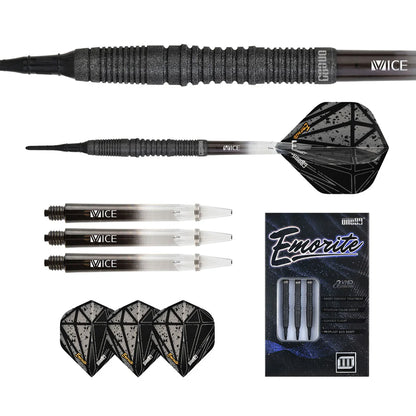 One80 Emorite 03 Black 20 gram 90% Tungsten Soft Tip Dart Set