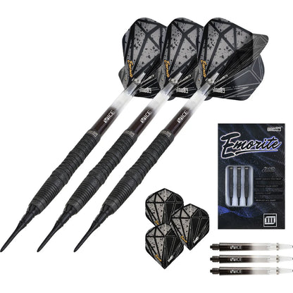One80 Emorite 03 Black 20 gram 90% Tungsten Soft Tip Dart Set