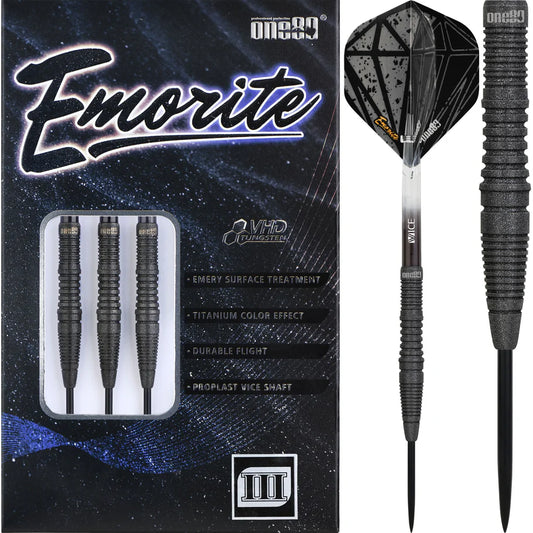 One80 Emorite 03 Black 24 gram 90% Tungsten Steel Tip Dart Set