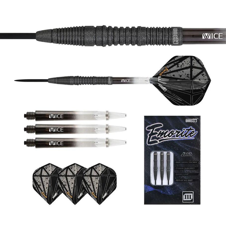 One80 Emorite 03 Black 24 gram 90% Tungsten Steel Tip Dart Set