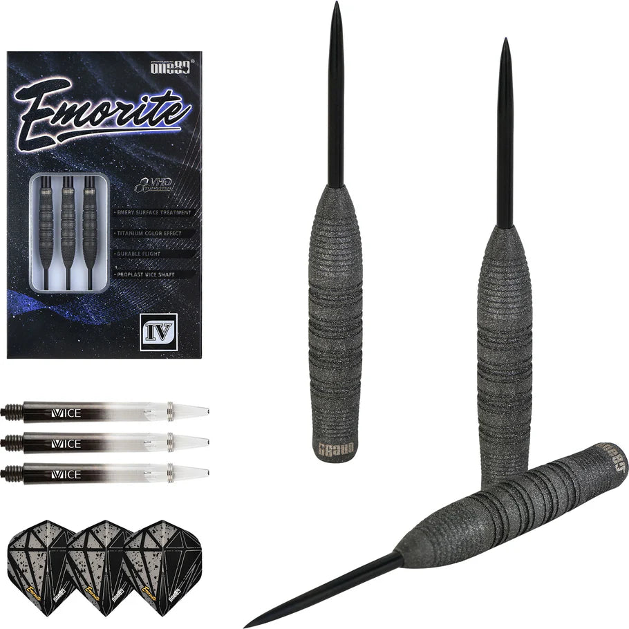 One80 Emorite 04 Black 25 gram 90% Tungsten Steel Tip Dart Set