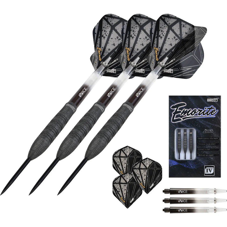 One80 Emorite 04 Black 25 gram 90% Tungsten Steel Tip Dart Set