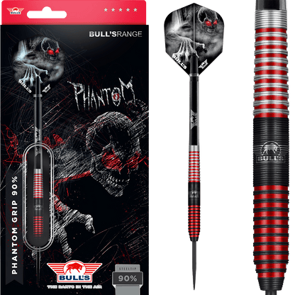 Bull's NL Phantom Grip Red 90% Tungsten 24 gram Steel Tip Dart Set