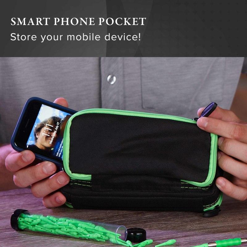 Casemaster Plazma Plus Dart Case Black with Green Trim and Phone Pocket Dart Case