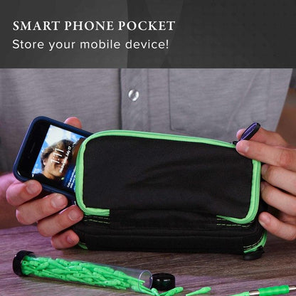 Casemaster Plazma Plus Dart Case Black with Green Trim and Phone Pocket Dart Case