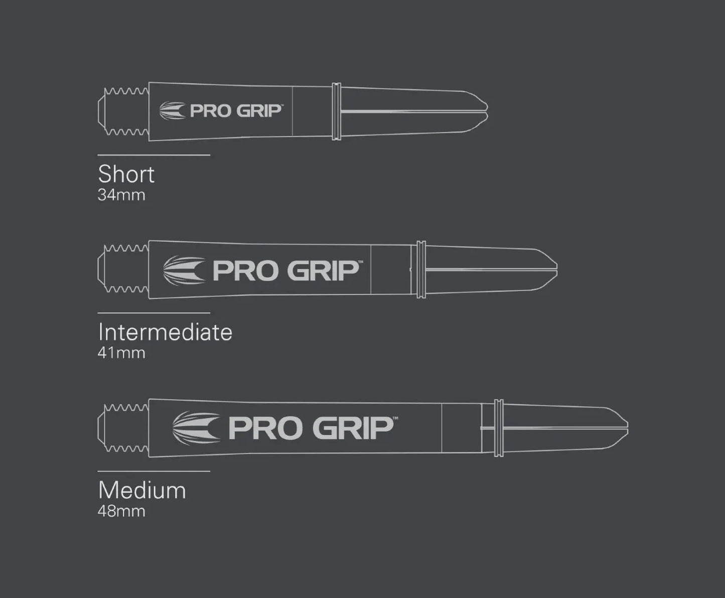 Target Pro Grip Nylon Dart Shafts - Intermediate Black (3 Sets)