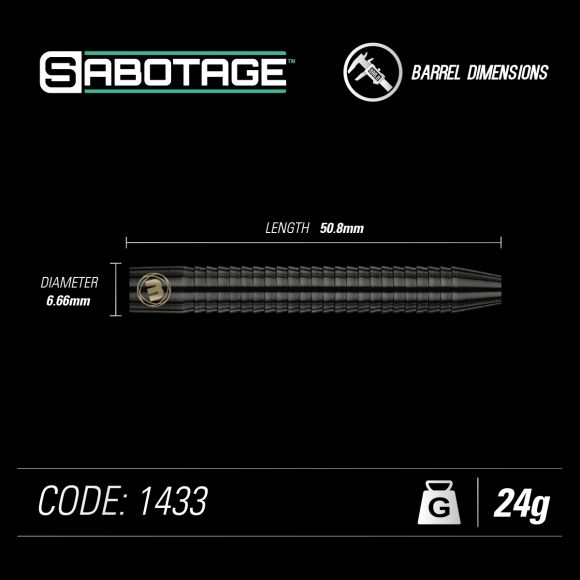 Winmau Sabotage Onyx 24 gram 90% Tungsten alloy
