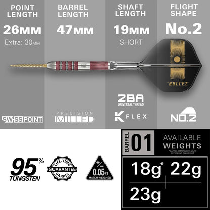 Target Stephen Bunting 95K Swiss Point Steel Tip Darts - 22gm