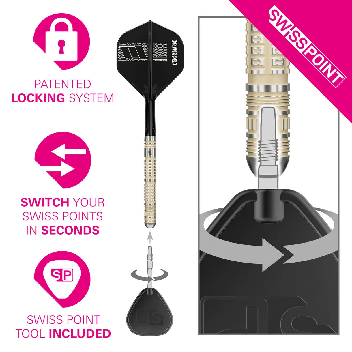 Target Dimitri Van Den Bergh 95K Swiss Point Steel Tip Darts - 23gm