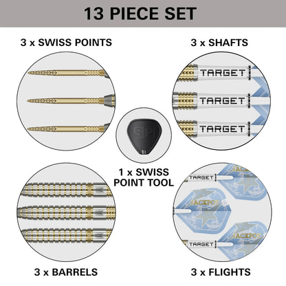 Target Adrian Lewis (Jackpot) Showdown Swiss Point 95% Tungsten Steel Tip Darts - 25gm
