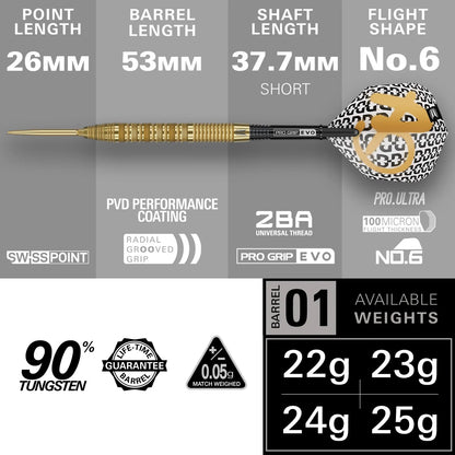 Target Bolide Envy 01 Swiss Point Steel Tip Darts 90% Tungsten 22g