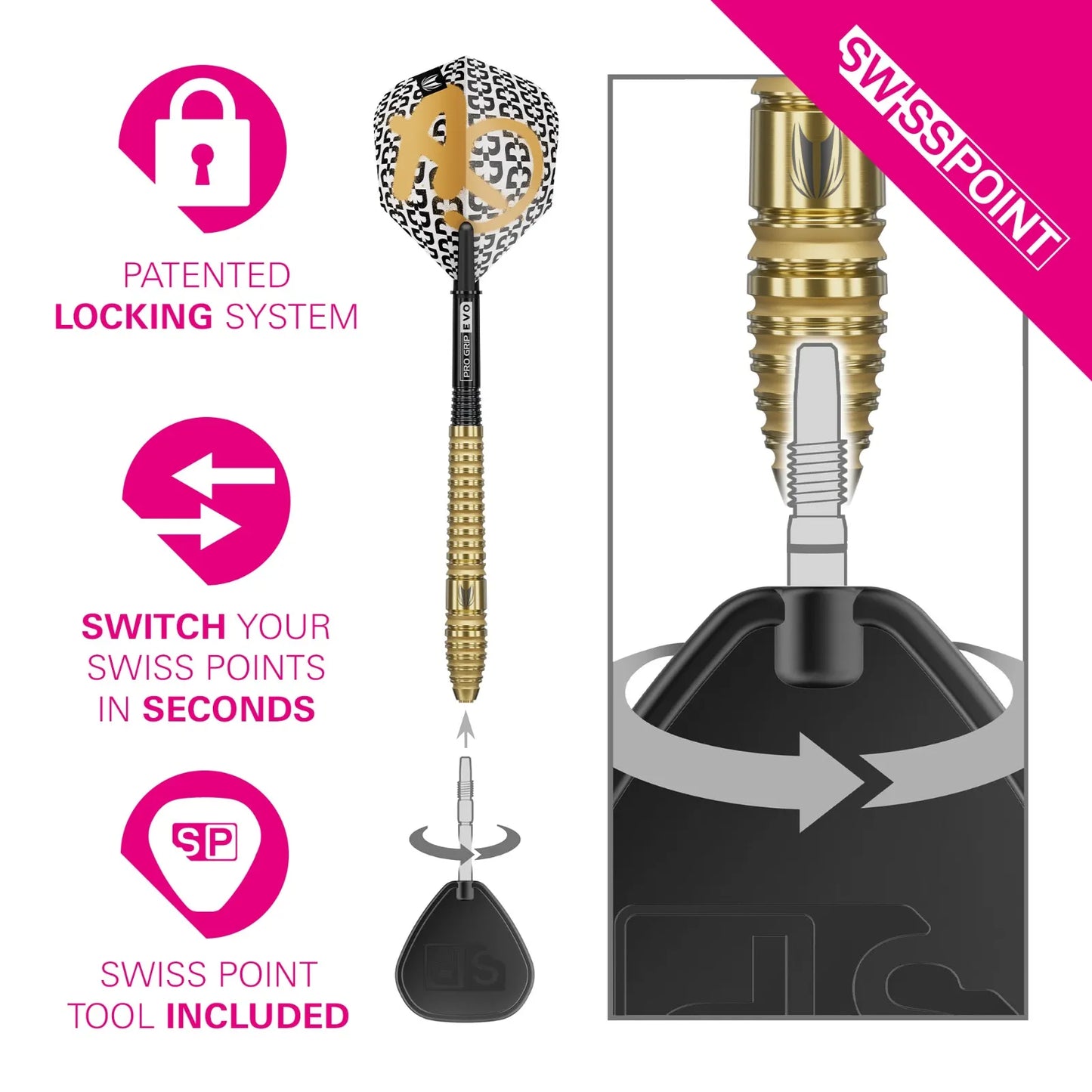 Target Bolide Envy 03 Swiss Point Steel Tip Darts 90% Tungsten 22g