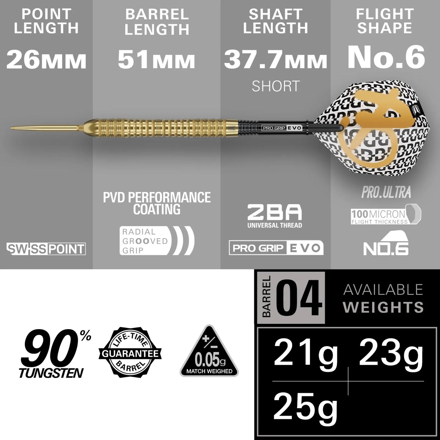 Target Bolide Envy 04 Swiss Point Steel Tip Darts 90% Tungsten 21g