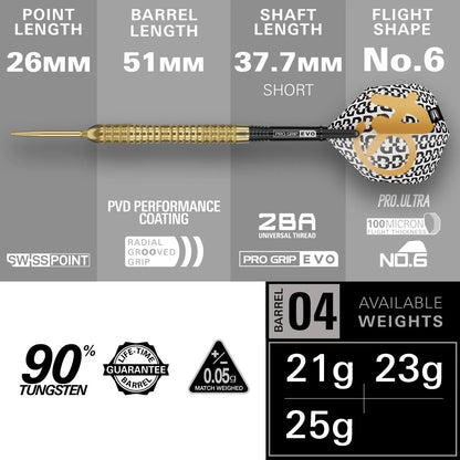 Target Bolide Envy 04 Swiss Point Steel Tip Darts 90% Tungsten 21g