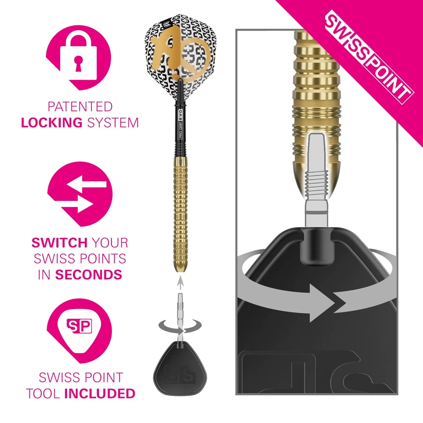 Target Bolide Envy 04 Swiss Point Steel Tip Darts 90% Tungsten 21g