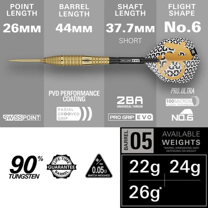 Target Bolide Envy 05 Swiss Point Steel Tip Darts 90% Tungsten 22g