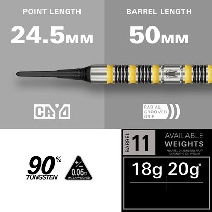Target Buzz 11 Soft Tip Darts 90% Tungsten 20g