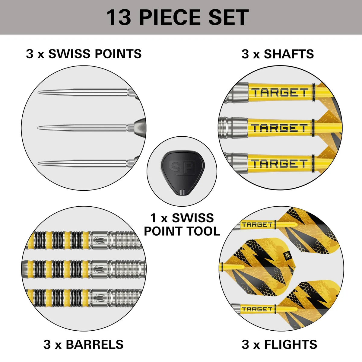 Target Buzz 01 Swiss Point Steel Tip Darts 90% Tungsten 23g
