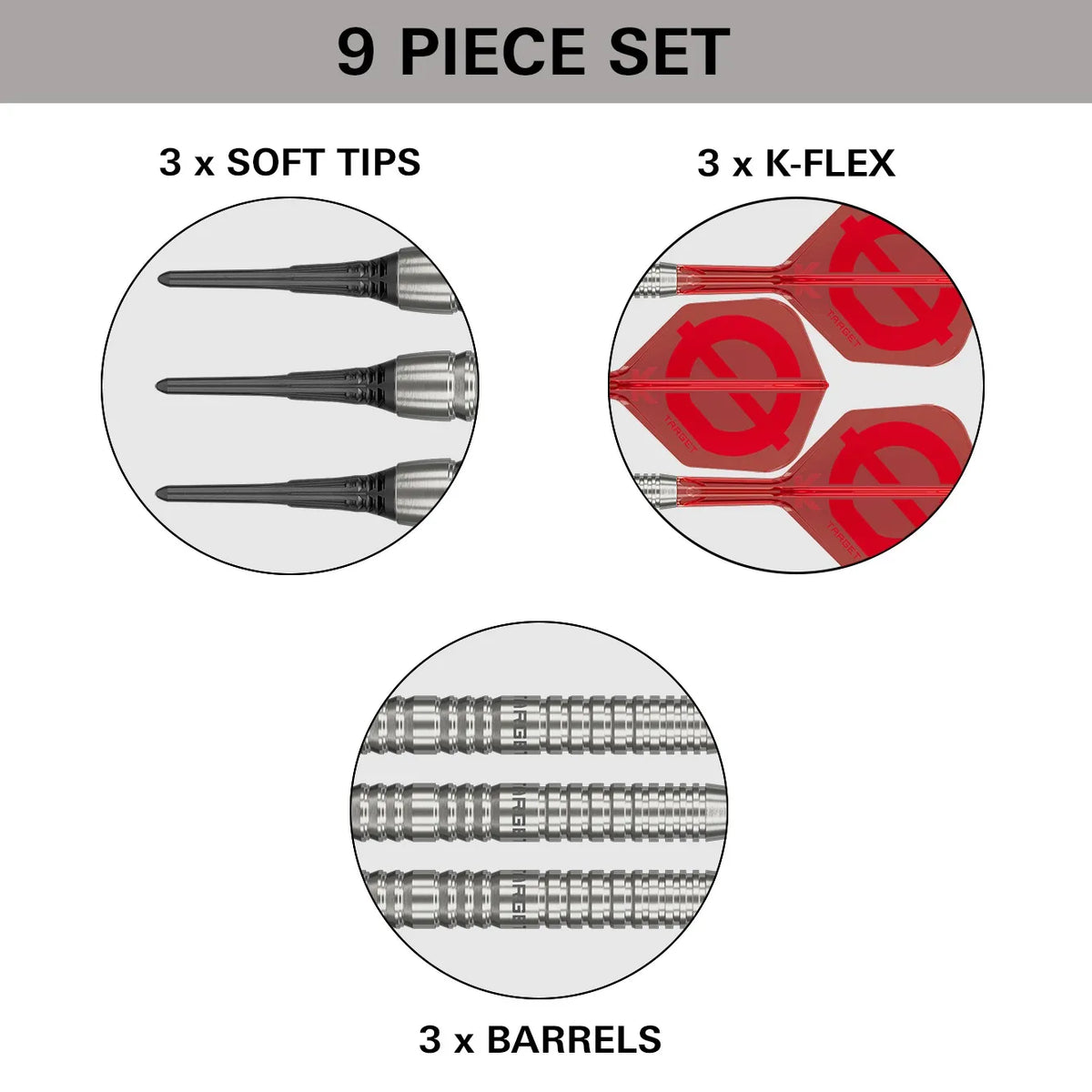 Target Group Ø 12 Soft Tip Darts 90% Tungsten 18g