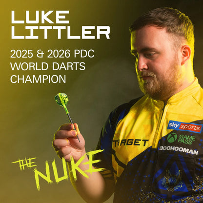 Target Luke Littler Nuke Fallout Swiss Point Steel Tip Darts 90% Tungsten 22g