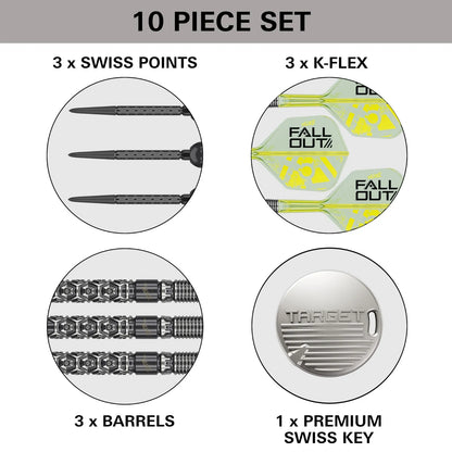 Target Luke Littler Nuke Fallout Swiss Point Steel Tip Darts 90% Tungsten 22g