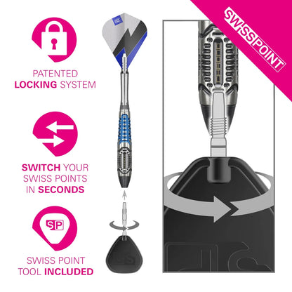 Target Phil Taylor Power Chrono Swiss Point Steel Tip Darts 95% Tungsten 22g