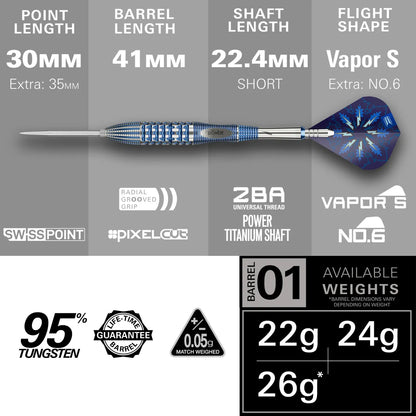 Target Phil Taylor Power Gx2 Swiss Point Steel Tip Darts 95% Tungsten 26g
