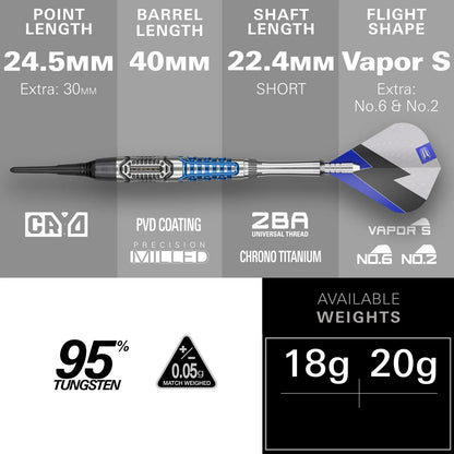 Target Phil Taylor Power Chrono Soft Tip Darts 95% Tungsten 20g