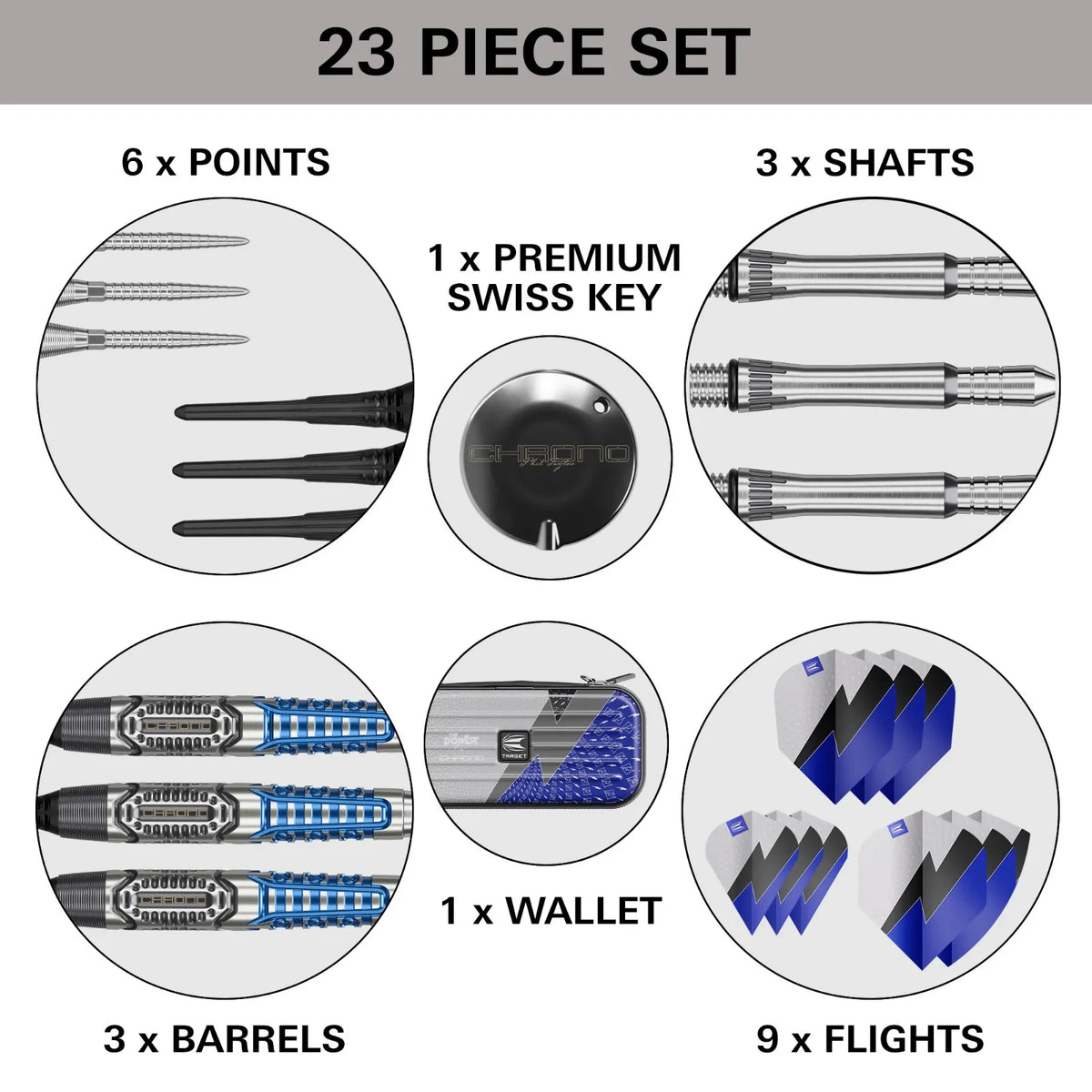 Target Phil Taylor Power Chrono Soft Tip Darts 95% Tungsten 20g