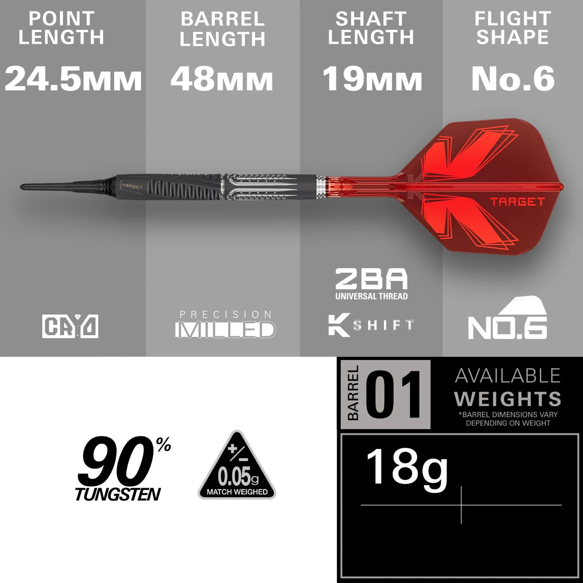 Target Shift Soft Tip Darts 90% Tungsten 18g