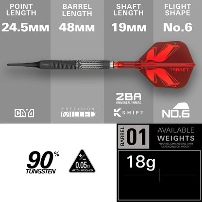 Target Shift Soft Tip Darts 90% Tungsten 18g