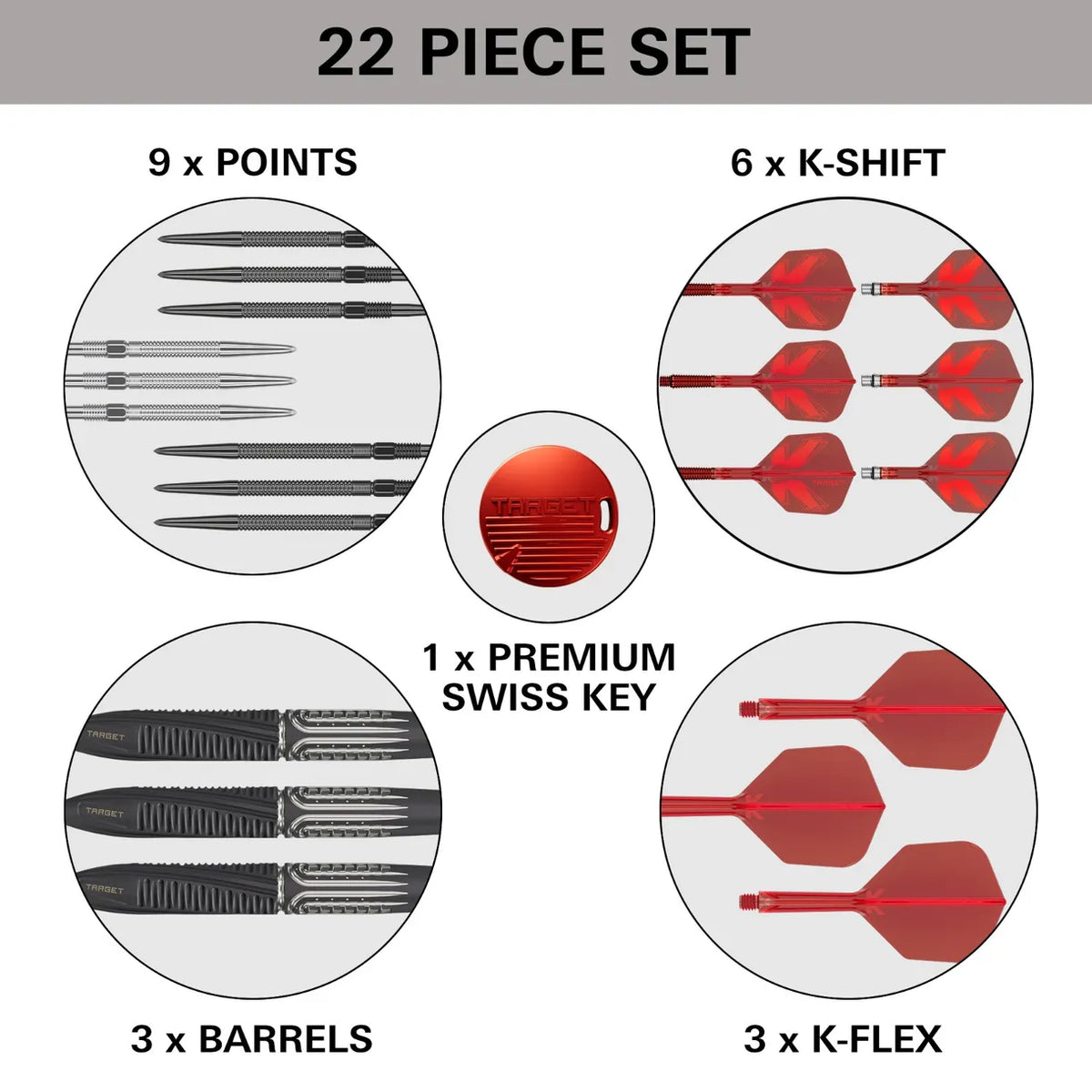 Target Shift Swiss Point Steel Tip Darts 90% Tungsten 23g
