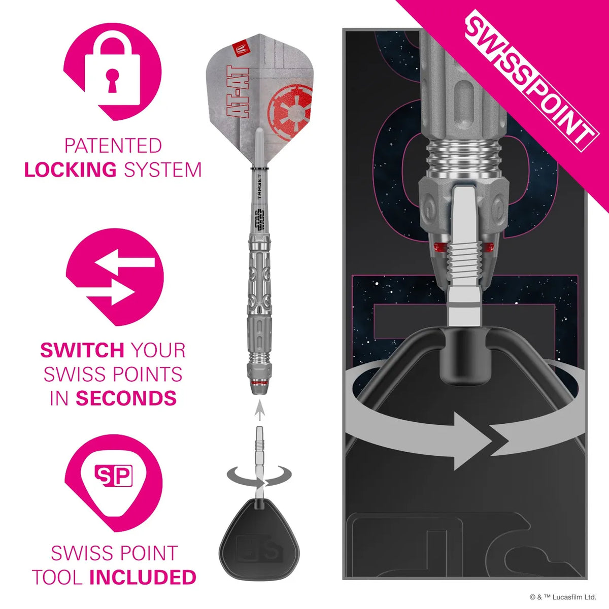 Target Star Wars AT-AT Swiss Point 90% Tungsten Steel Tip Darts - 23gm