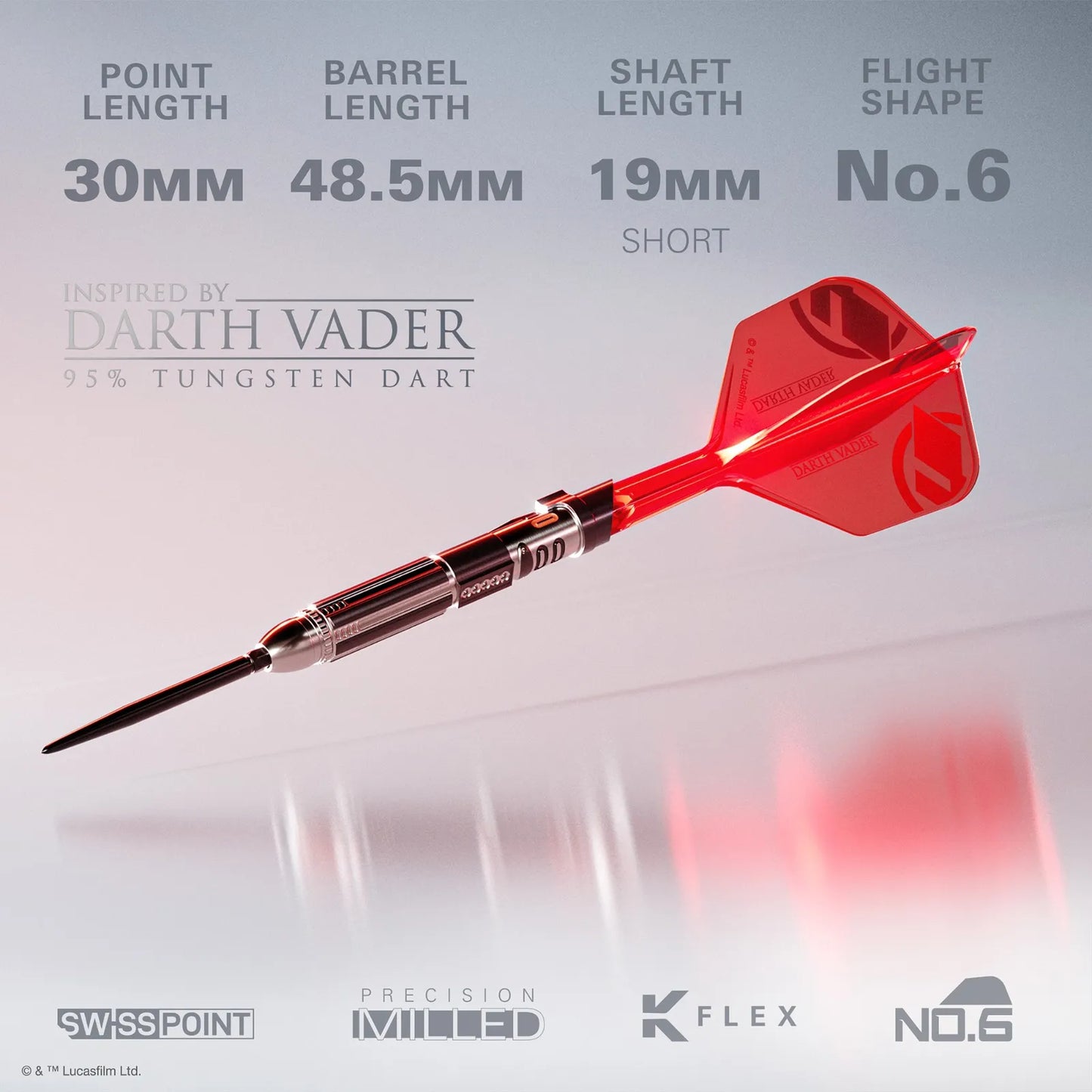 Target Star Wars Darth Vader Lightsaber First Edition Swiss Point 95% Tungsten Steel Tip Darts - 24gm