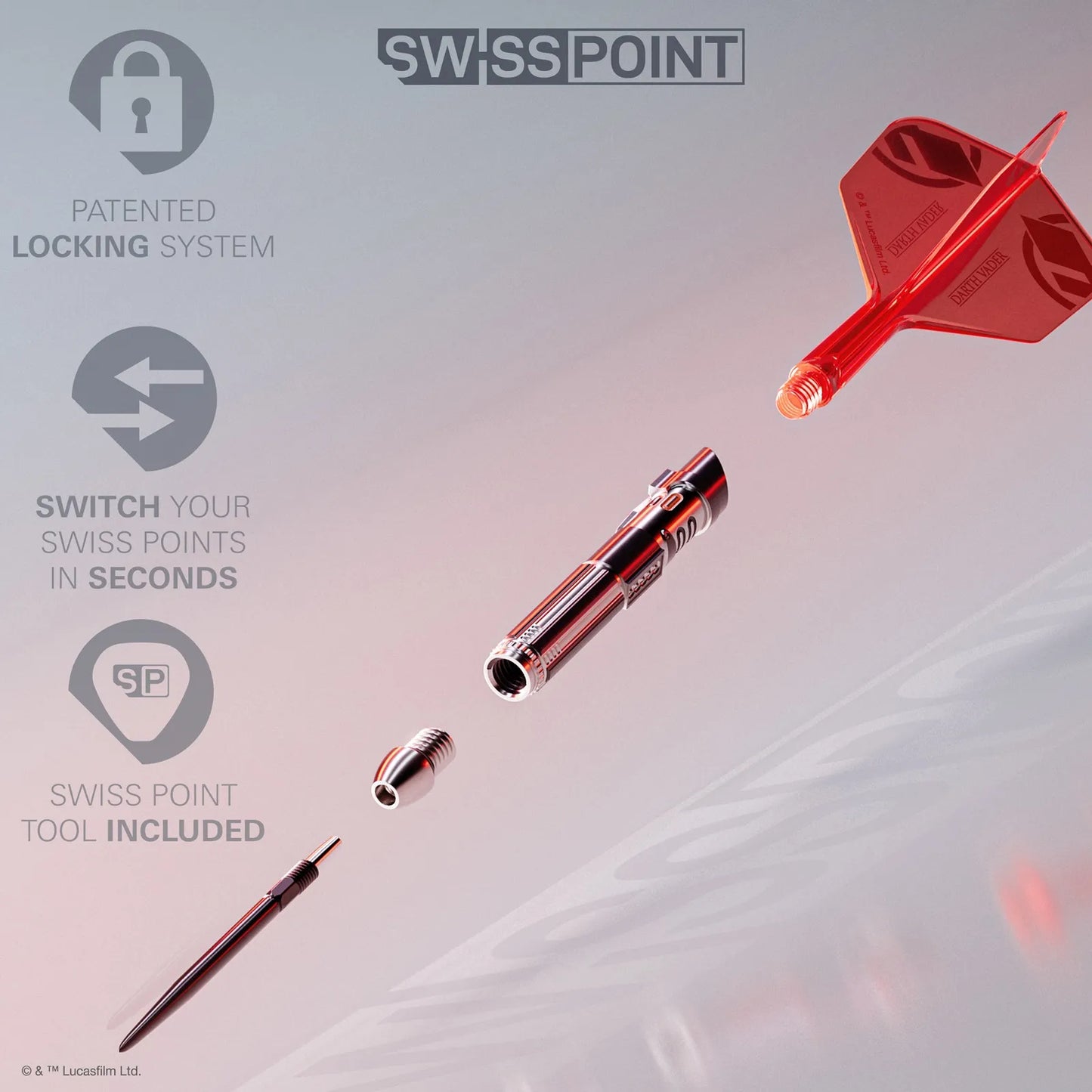 Target Star Wars Darth Vader Lightsaber First Edition Swiss Point 95% Tungsten Steel Tip Darts - 24gm