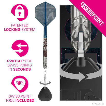 Target Star Wars Mandalorian Swiss Point 95% Tungsten Steel Tip Darts - 22g