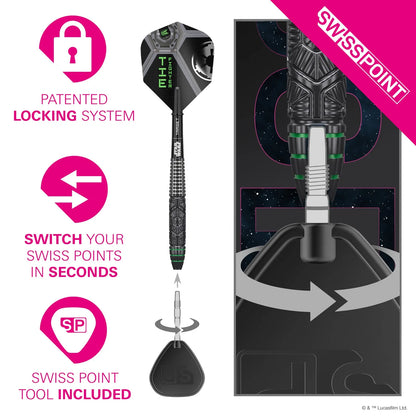 Target Star Wars Tie Fighter Swiss Point 90% Tungsten Steel Tip Darts - 23gm