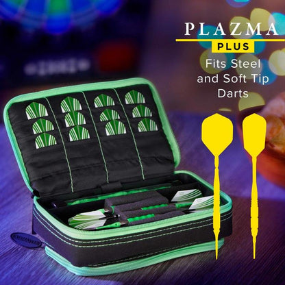 Casemaster Plazma Plus Dart Case Black with Green Trim and Phone Pocket Dart Case